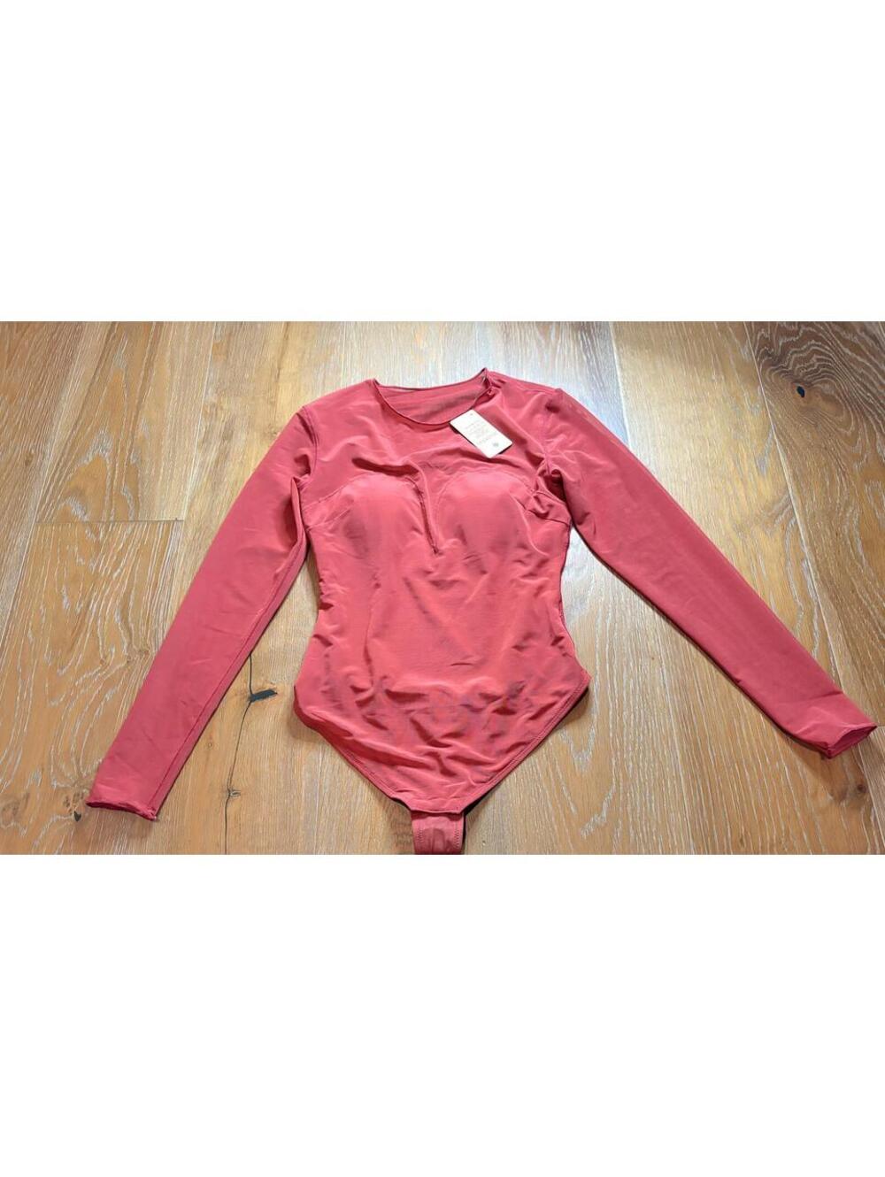 Popilush Red Long Sleeve Bodysuit Stretch Fit Athleisure Small NWT